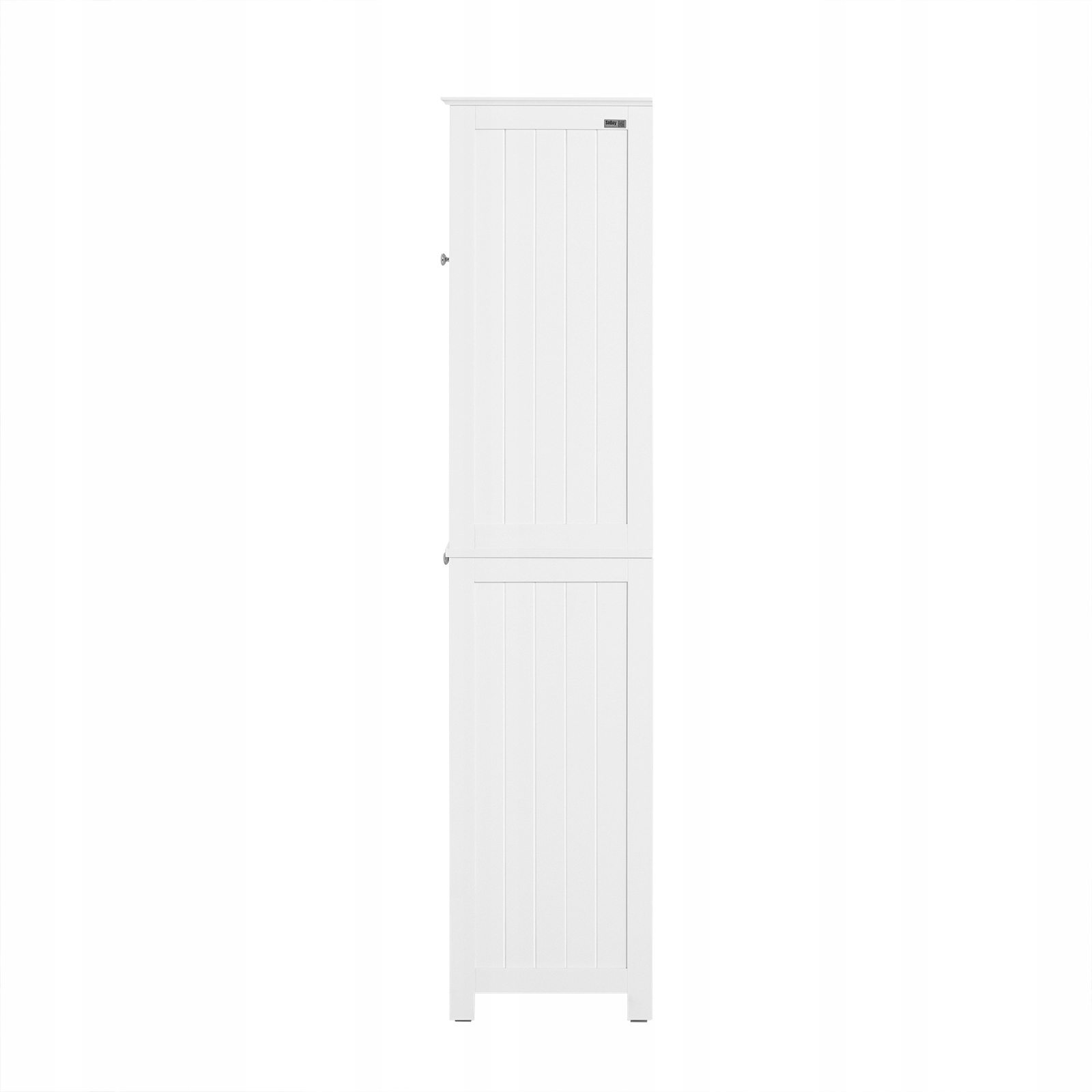 SoBuy Högt Badrumsskåp med Tvättkorg – Smalt Fristående Badrumsskåp, Smalt Förvaringsskåp med Hyllor, Vita Badrumsmöbler 40x170x38 cm BZR124-W