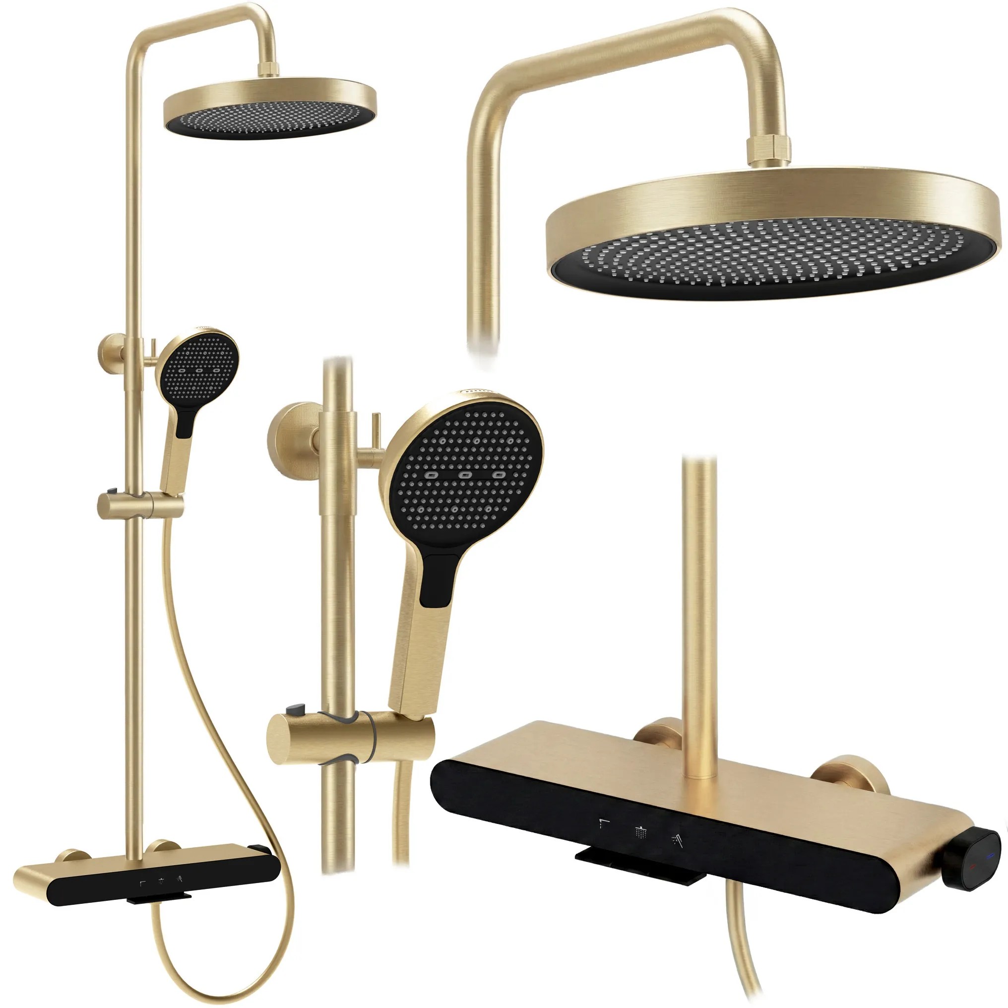 REA Duschset Farel Borstat Guld, 40x15,5x128cm