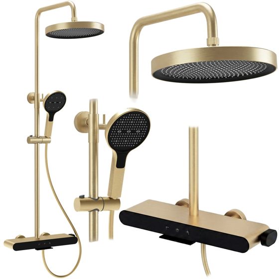 REA Duschset Farel Borstat Guld, 40x15,5x128cm