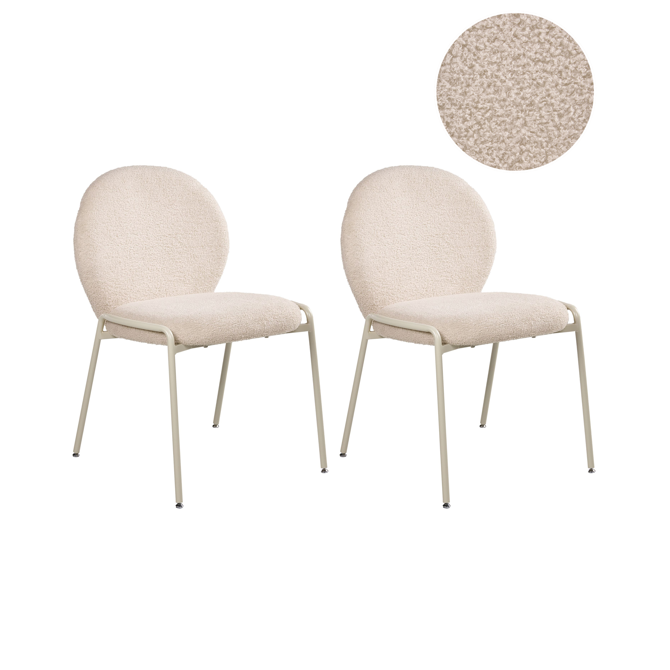 Set med 2 stolar ELLIE Bouclé Ljusbeige