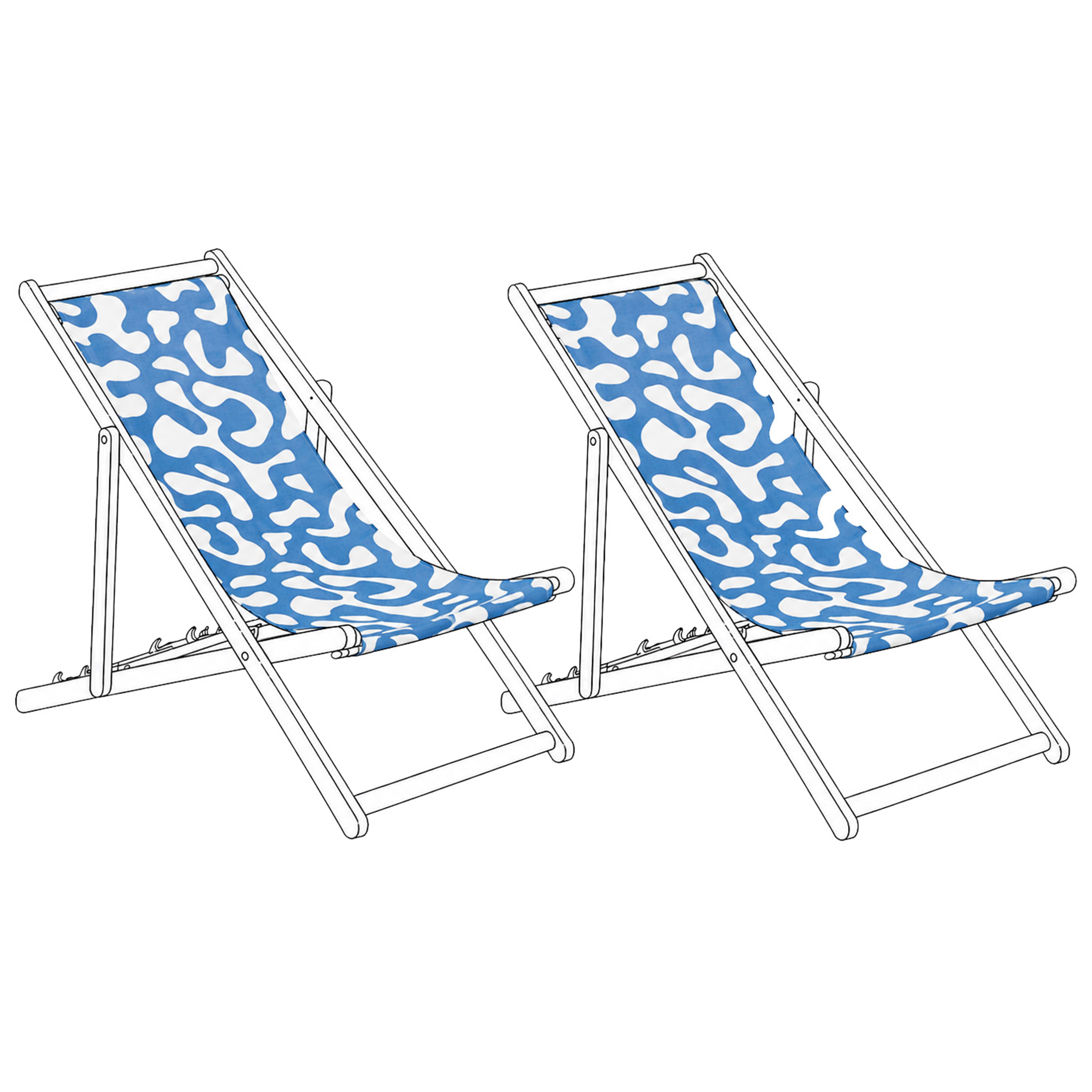 Set med 2 ersättningstyger för solstol ANZIO/AVELLINO 113 x 44 cm Blå