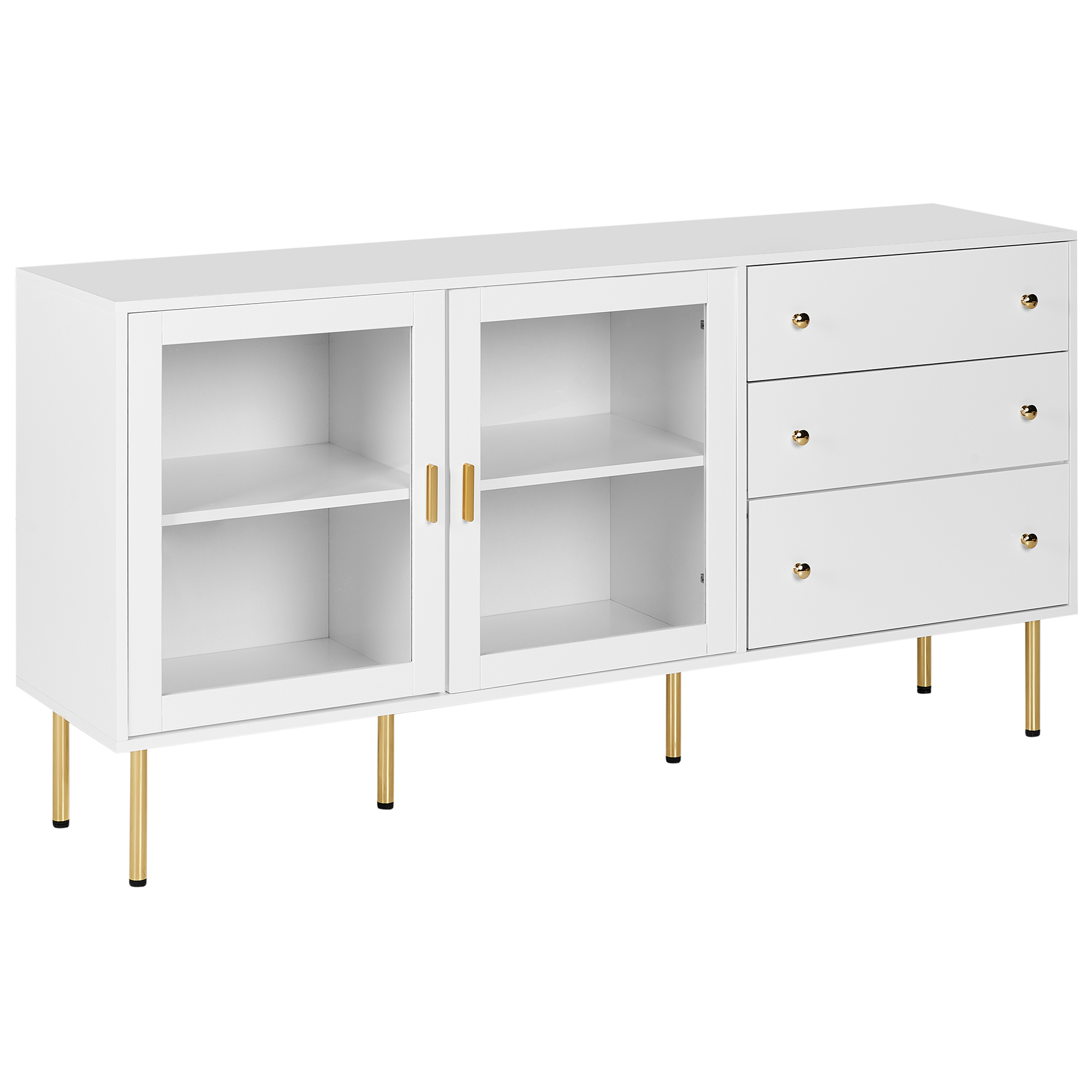 Vitrinskänk i glas MILORA 160 cm Vit