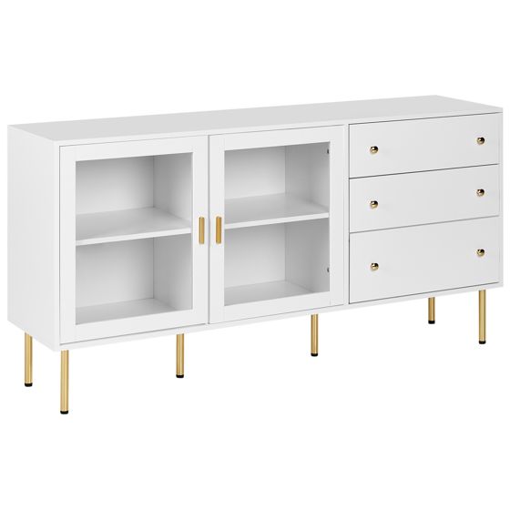 Vitrinskänk i glas MILORA 160 cm Vit