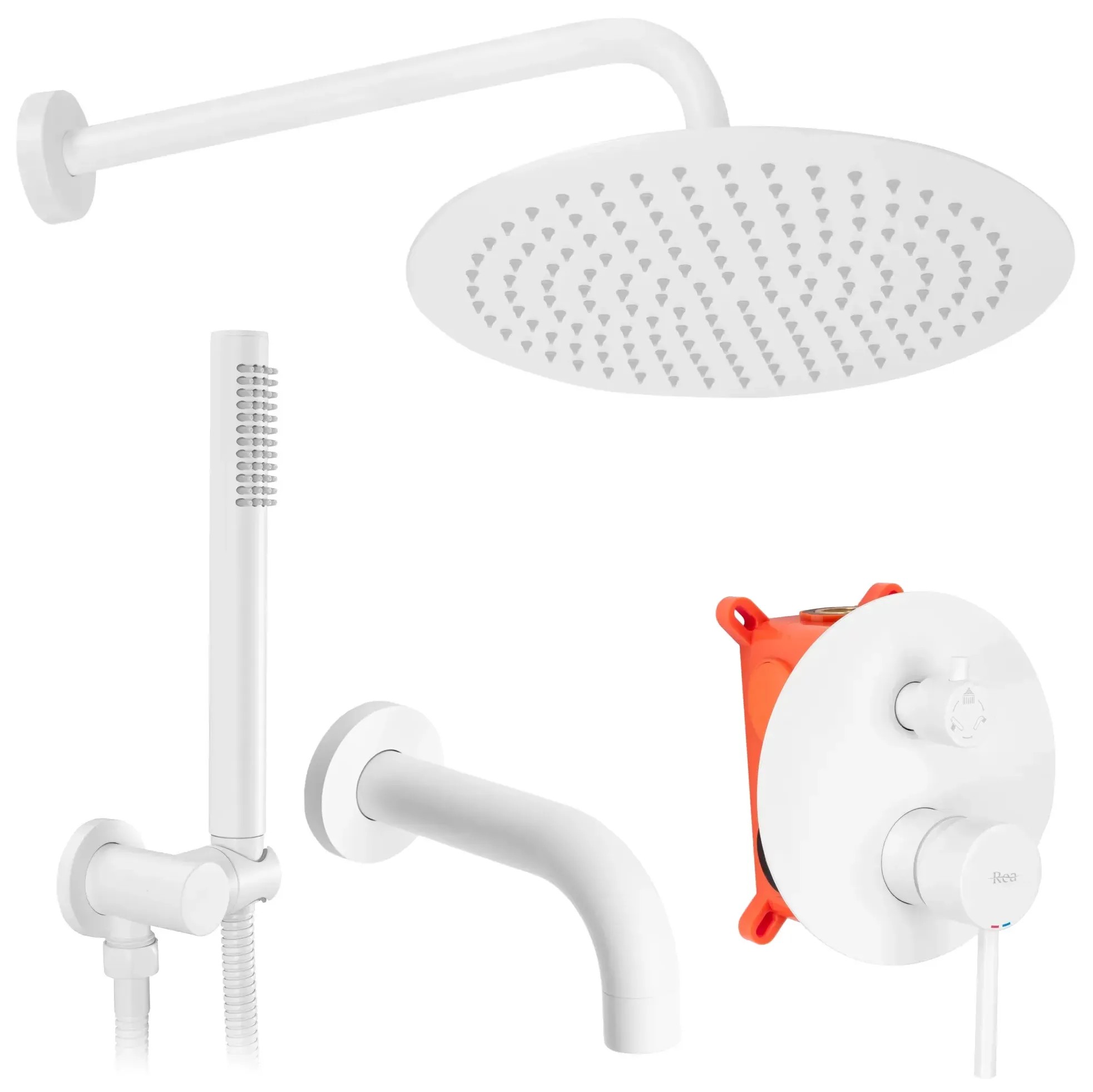 REA Inbyggt Badkar- Och Duschset LUNGO Vit, 38,5x16x9cm