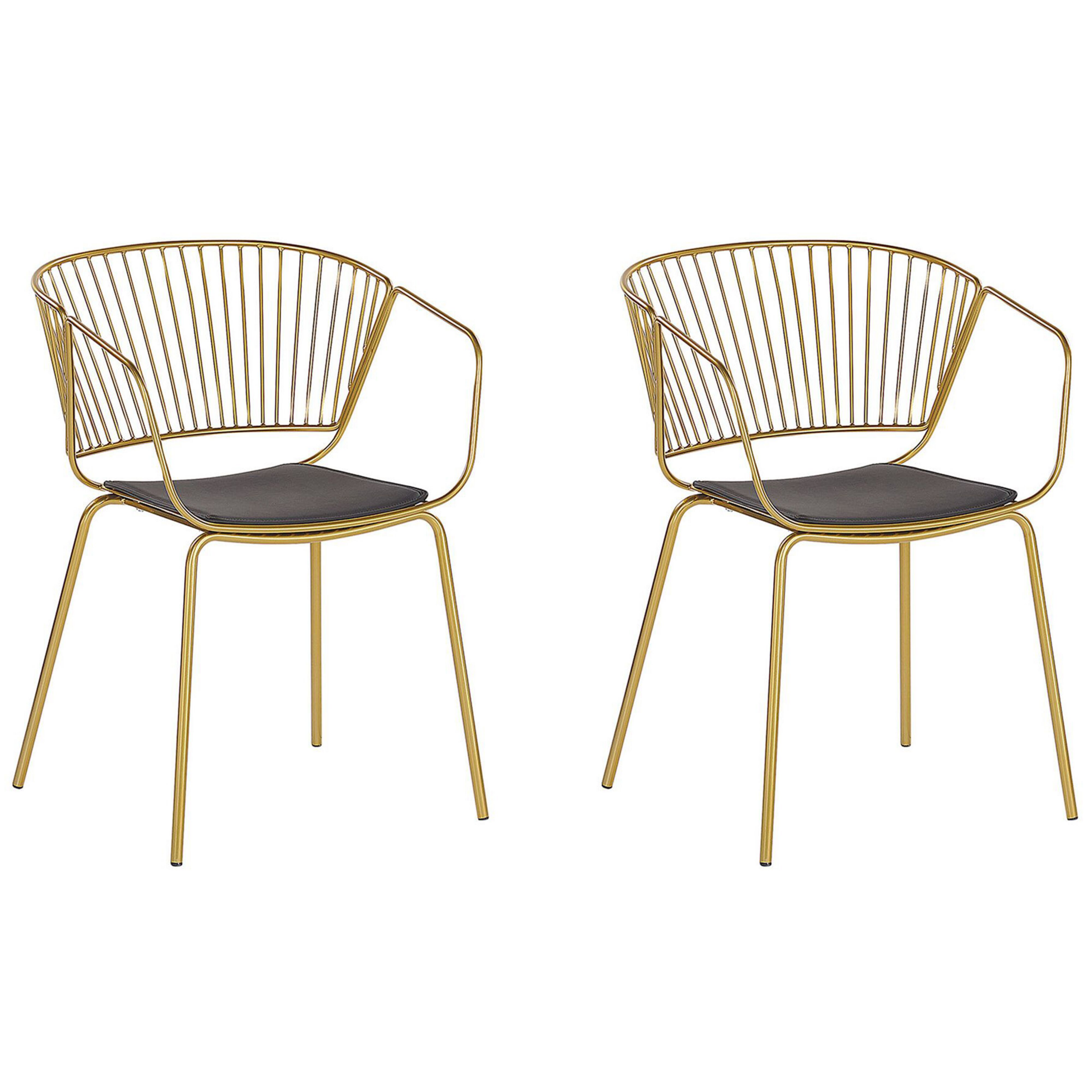 Set med 2 matstolar RIGBY Metall Guld