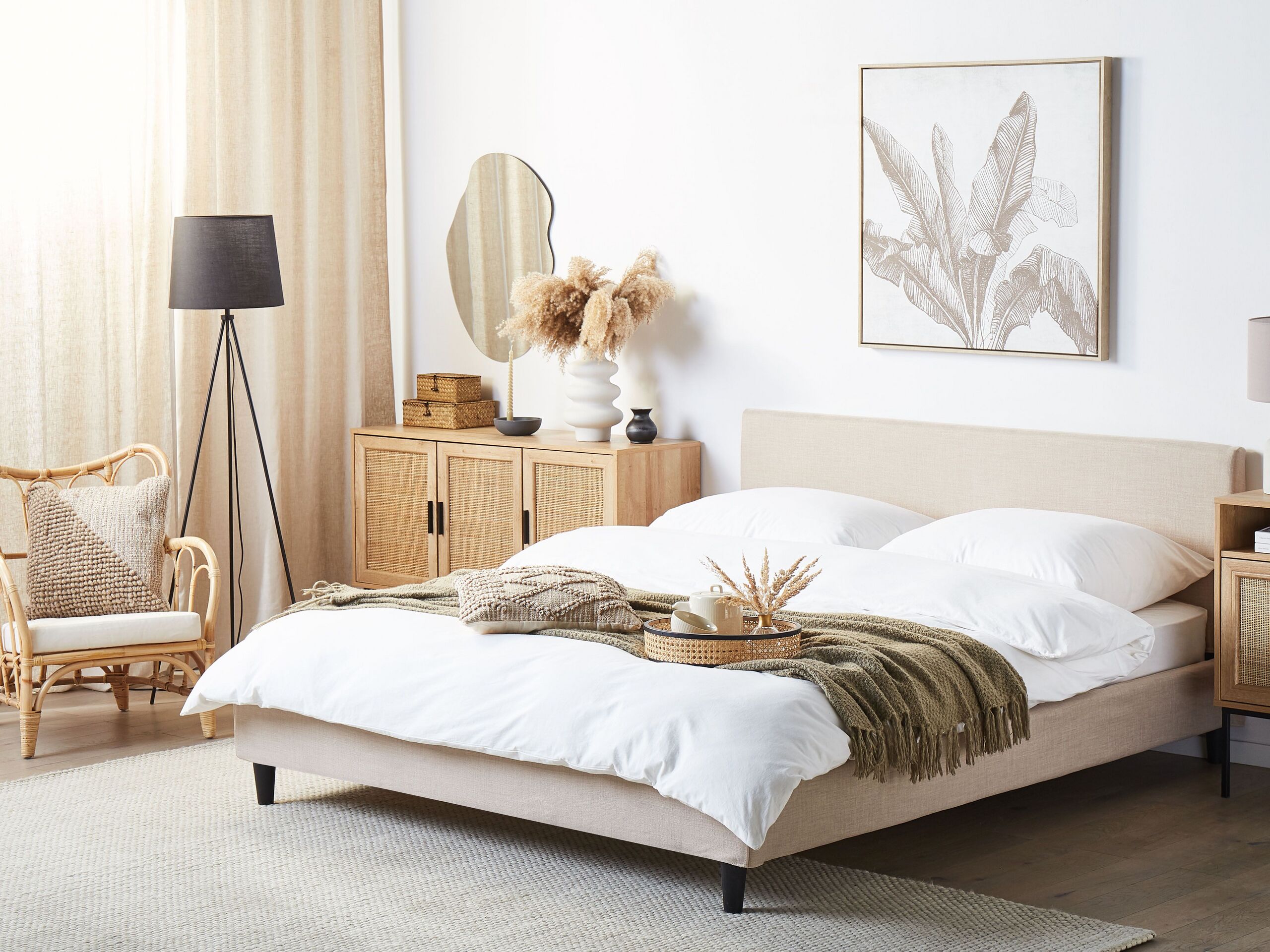 Säng med lamellram FITOU 160 x 200 cm Beige