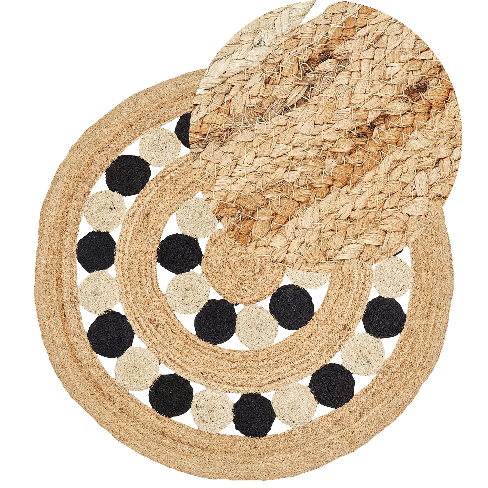 Matta HOVIT Svart ø 140 cm Jute
