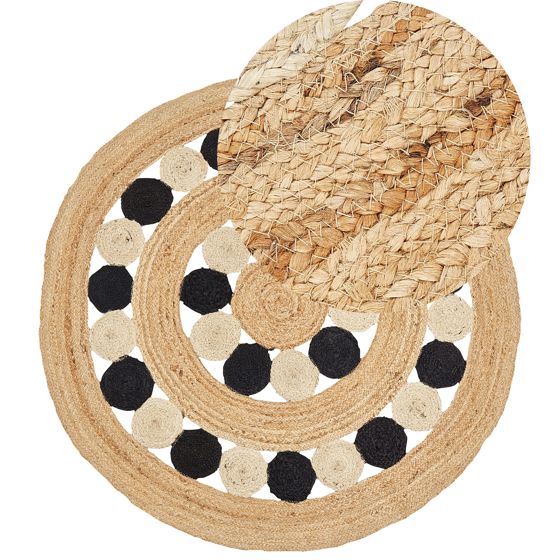 Matta HOVIT Svart ø 140 cm Jute