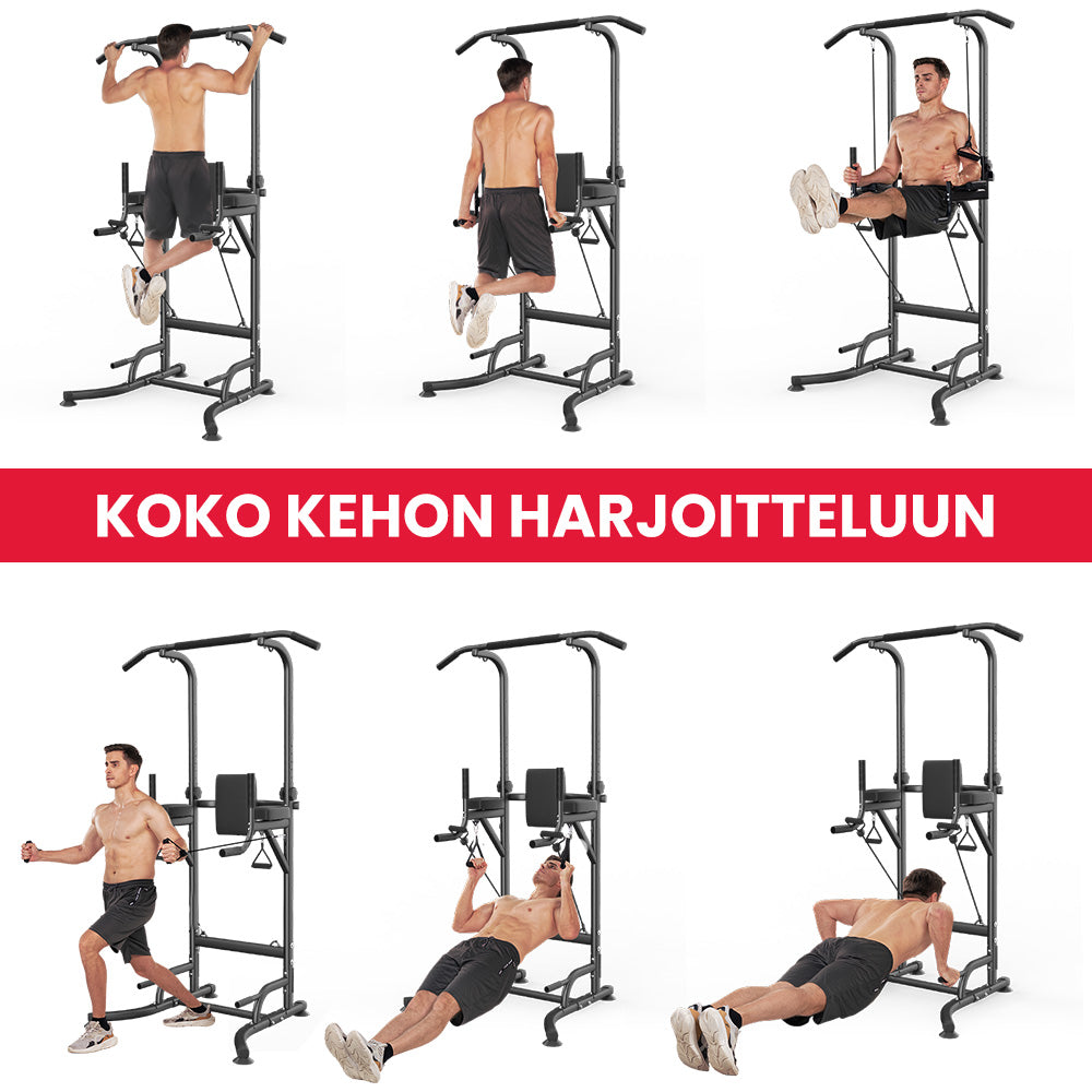Power Tower justerbar maxvikt 150 kg för chins dips och rygg hemma
