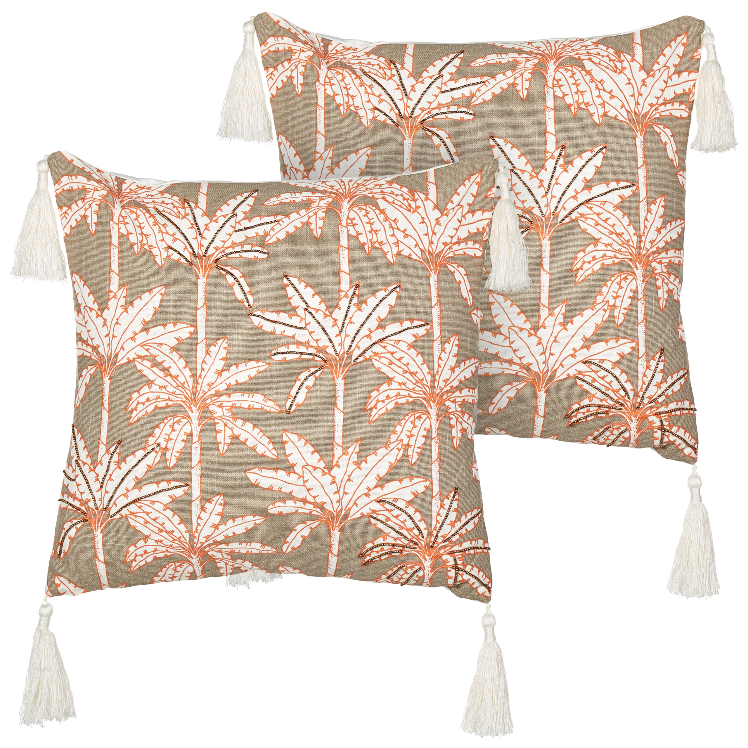 Set med 2 prydnadskuddar MELOBESIA 45 x 45 cm Bomull Flerfärgad Växtmotiv