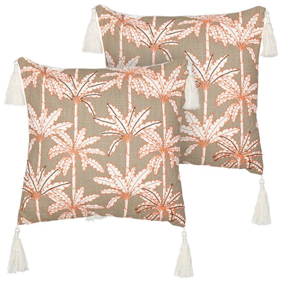Set med 2 prydnadskuddar MELOBESIA 45 x 45 cm Bomull Flerfärgad Växtmotiv