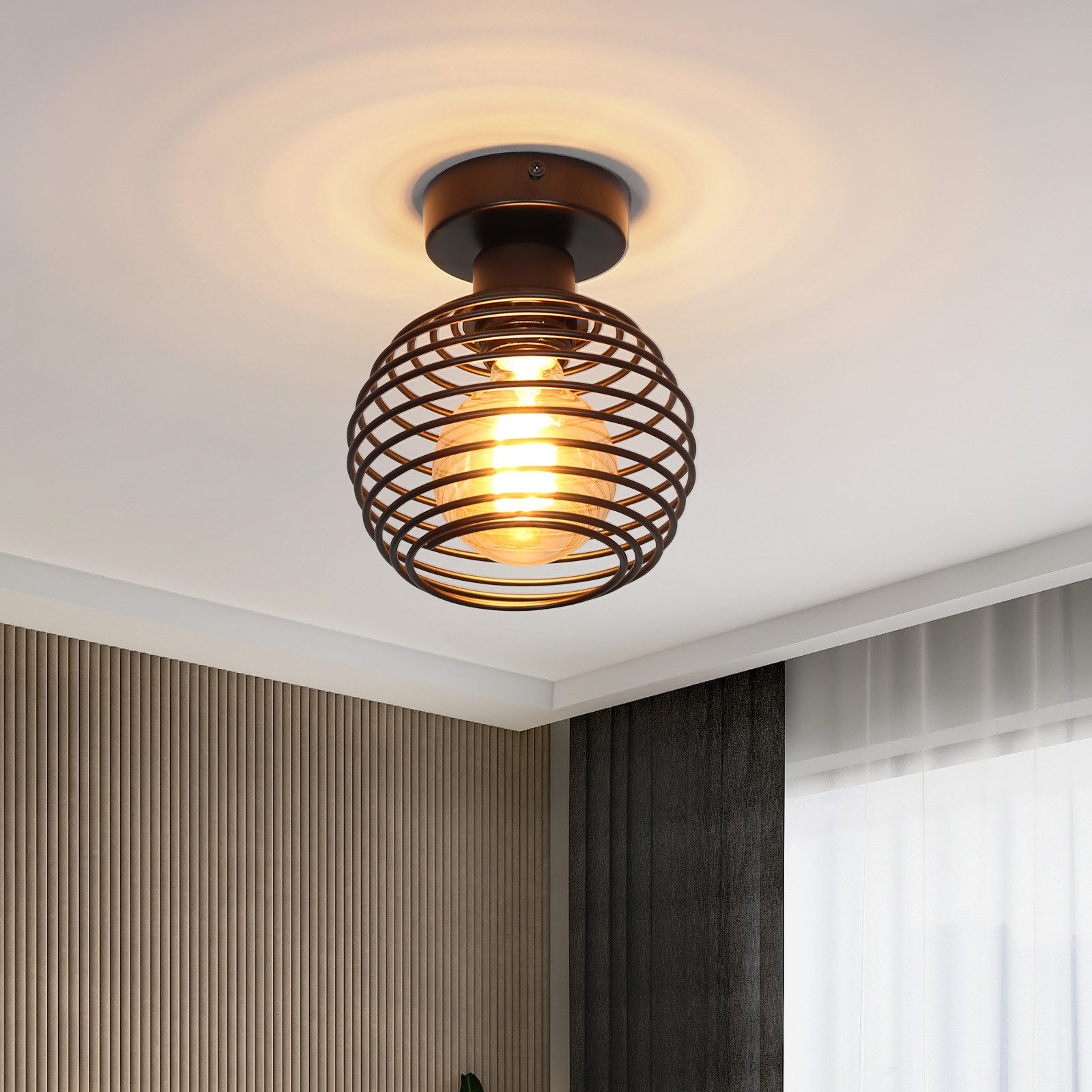 NETTLIFE LED-taklampa, svart metall