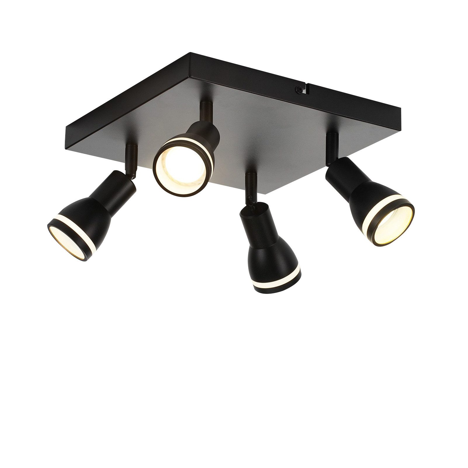 NETTLIFE LED-taklampa med 4 lampor svart, justerbar GU10-spotlight för vardagsrum, modern
