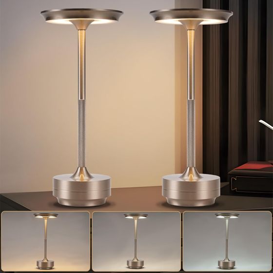 NETTLIFE sänglampa trådlös batteridriven LED touch-dimning USB-laddningsbar nickel 2-delat set
