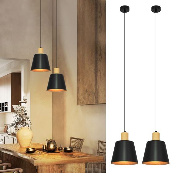 NETTLIFE Vintage - matsal, pendellampa, 2 x svart, pendellampa, industriell, pendellampa, E27, metall, retro