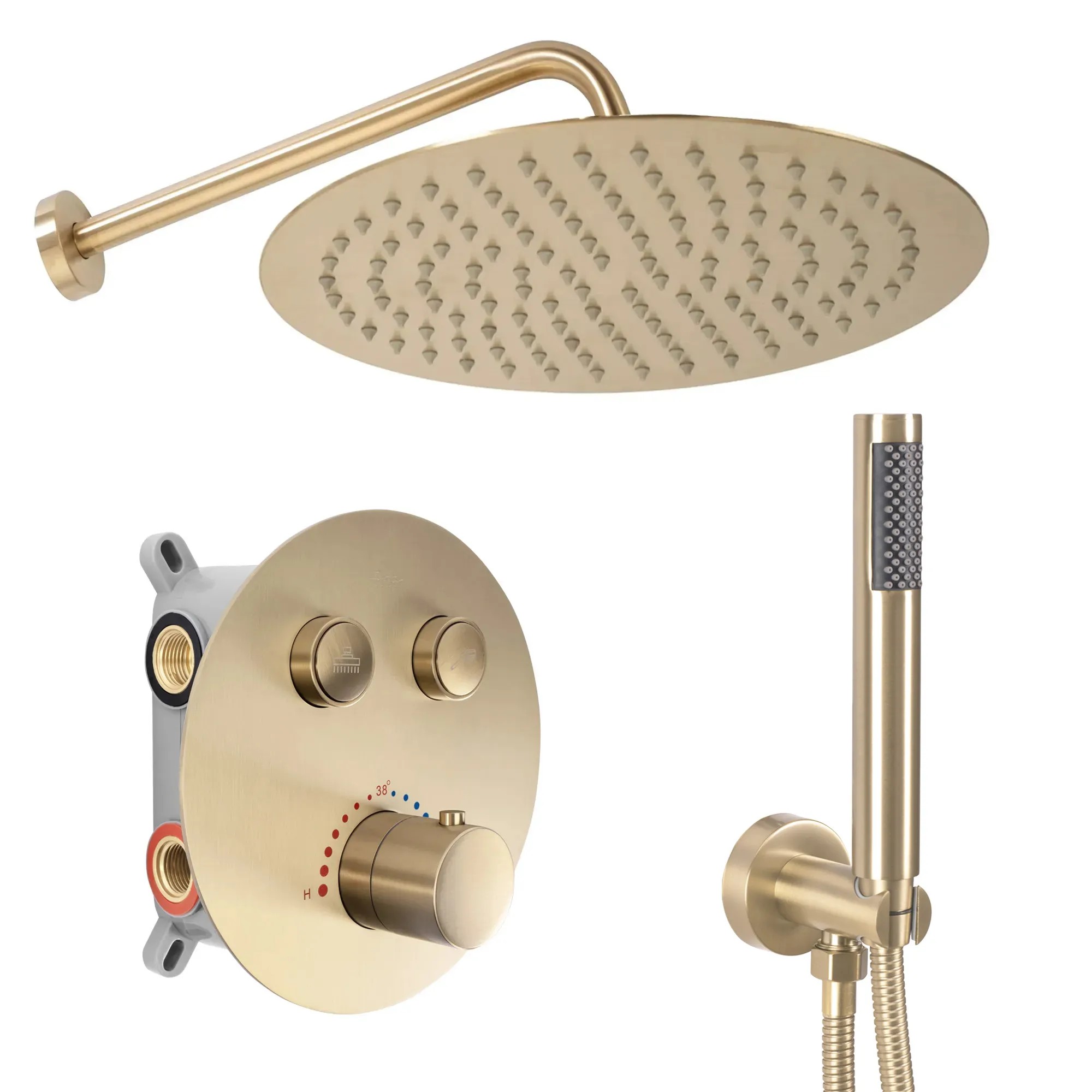 REA Inbyggt Duschset LUNGO Borstat Guld, 51,5x30x39,5cm