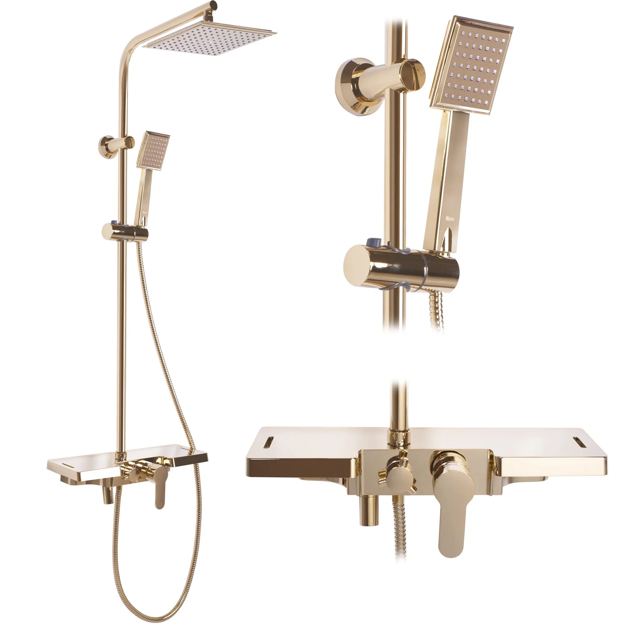 REA Duschset BRAVO Guld, 45x40x105cm