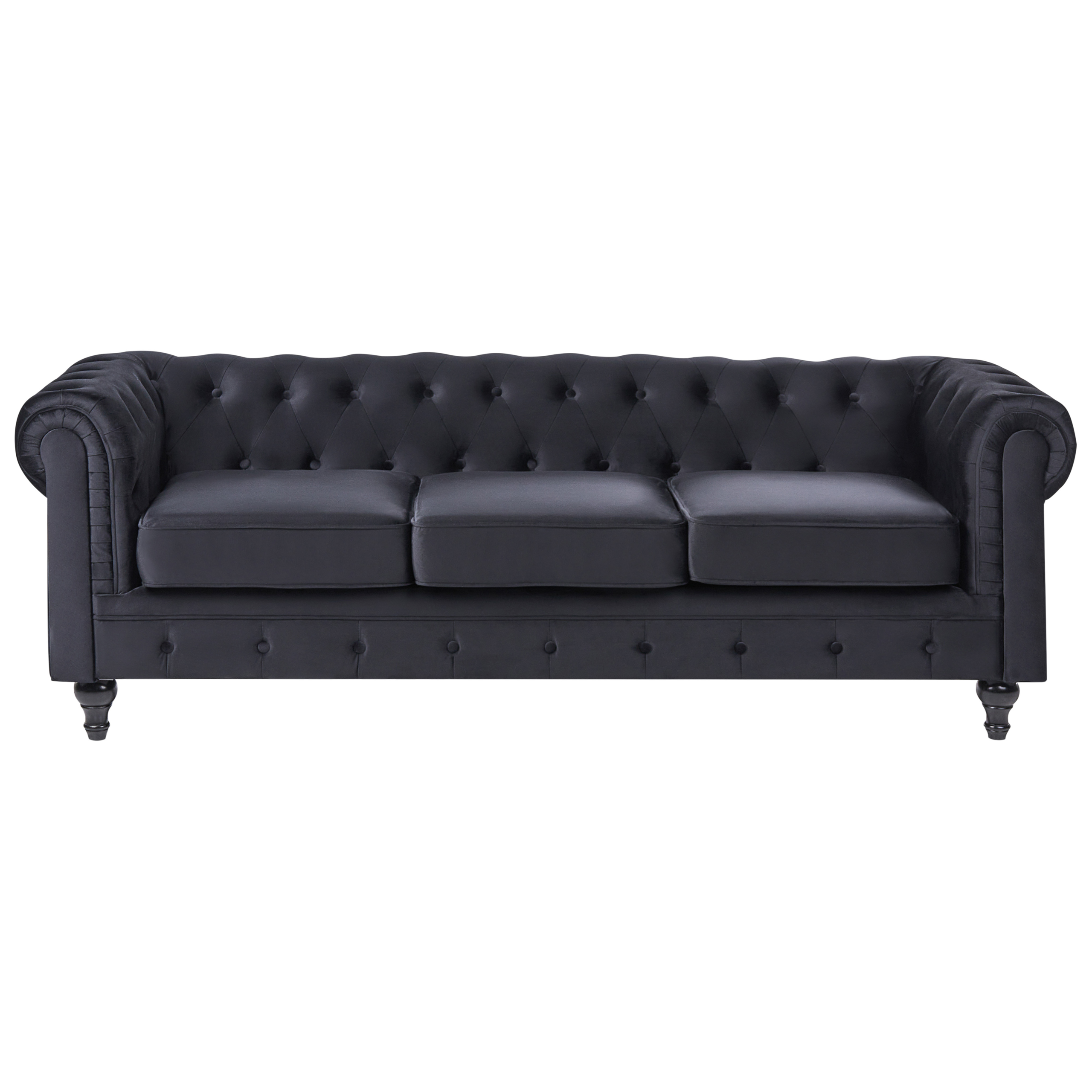 Soffa 3-sits CHESTERFIELD Sammet Svart