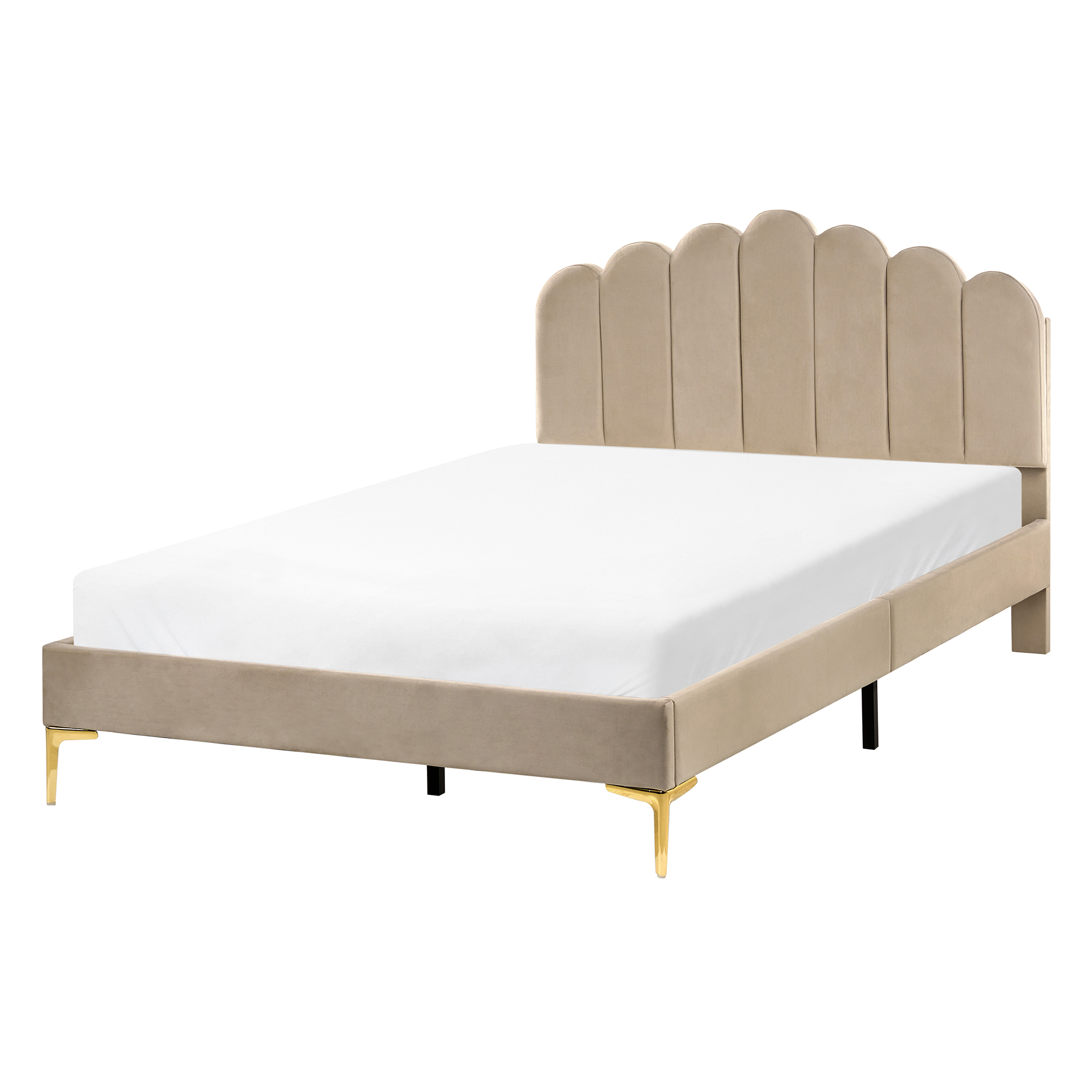 Säng med lamellram Sammet SAUVIAN 120 x 200 cm Taupe