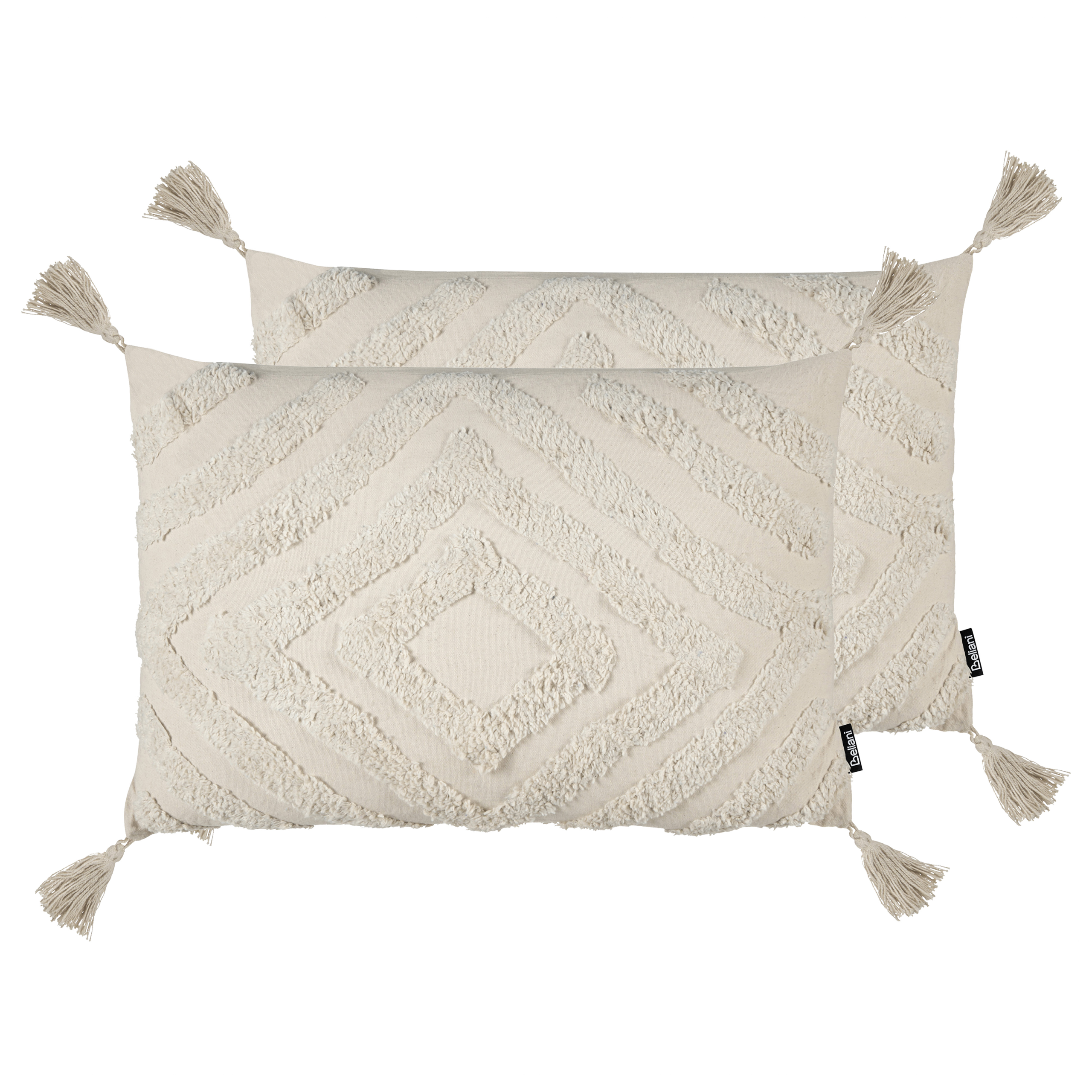 Set med 2 prydnadskuddar CRATAEGUS 40 x 60 cm Bomull Ljusbeige Geometriskt tryck