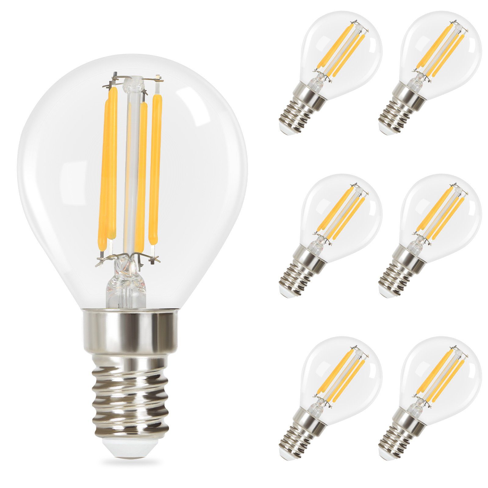 NETTLIFE 6-pack E14 LED-lampor vintage Edison - glödtråd varmvit G45 2700K 4W högkvalitativt glas, perfekt för hotellcafé