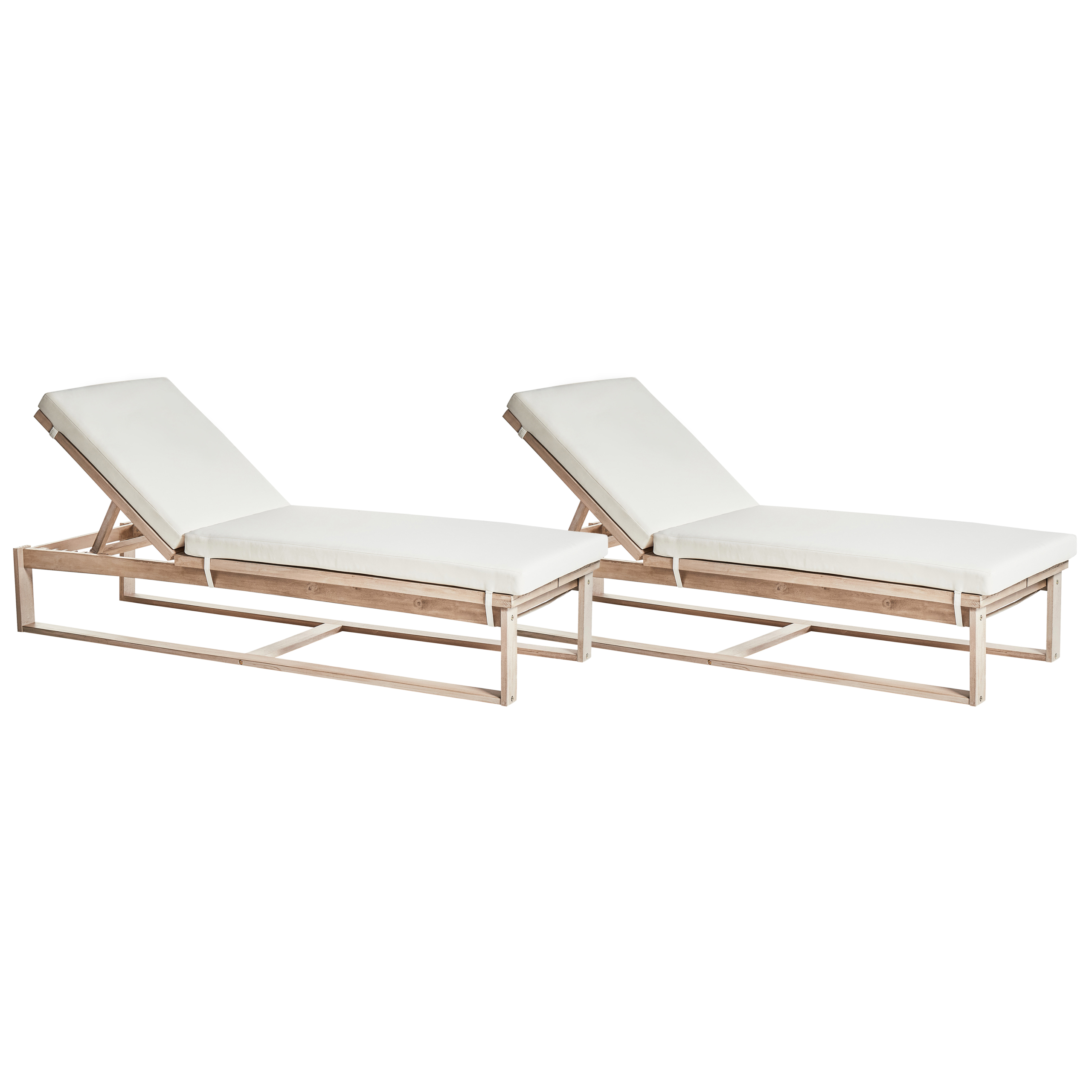 Set med 2 solstolar med dynor AZZANELLO Akaciaträ Off-White
