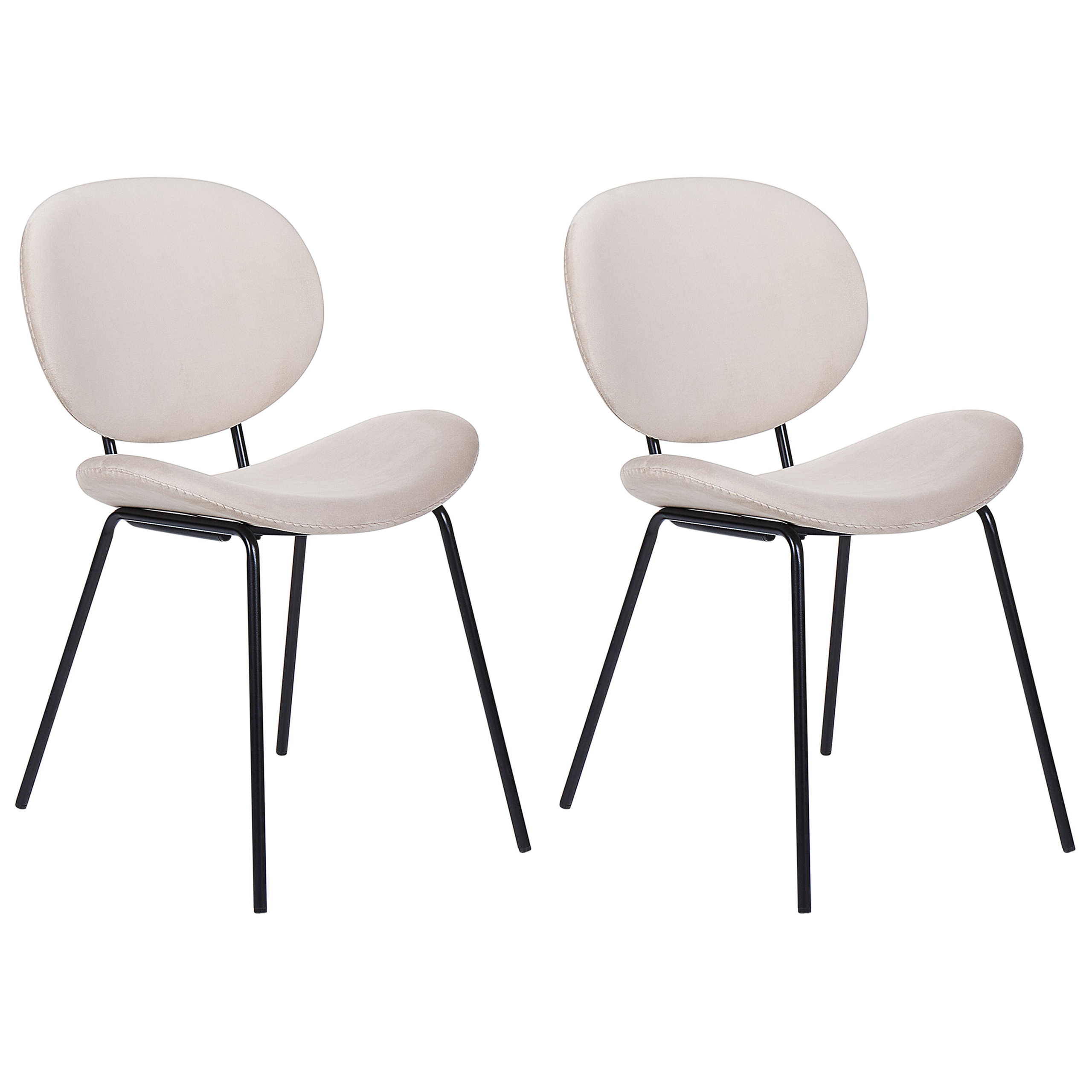 Set med 2 matstolar LUANA Sammet Ljusbeige
