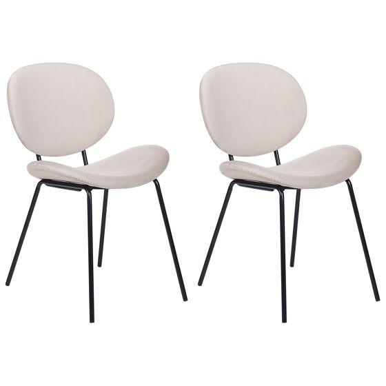 Set med 2 matstolar LUANA Sammet Ljusbeige