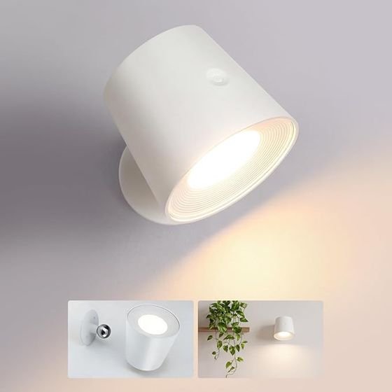 NETTLIFE Inomhusvägglampa, Utan Strömförsörjning,: LED-vägglampa Med Strömbrytare, Vit, Trådlös, Vägglampa Touch, Justerbar