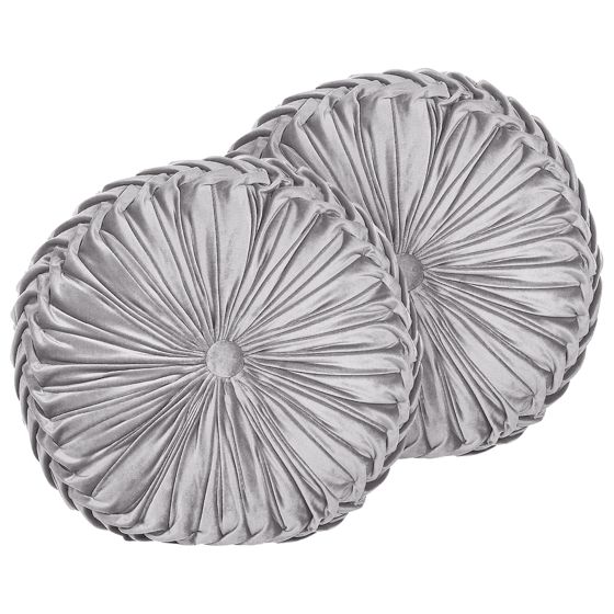 Set med 2 prydnadskuddar UDALA 40 x 40 cm Sammet Grå Monokromt