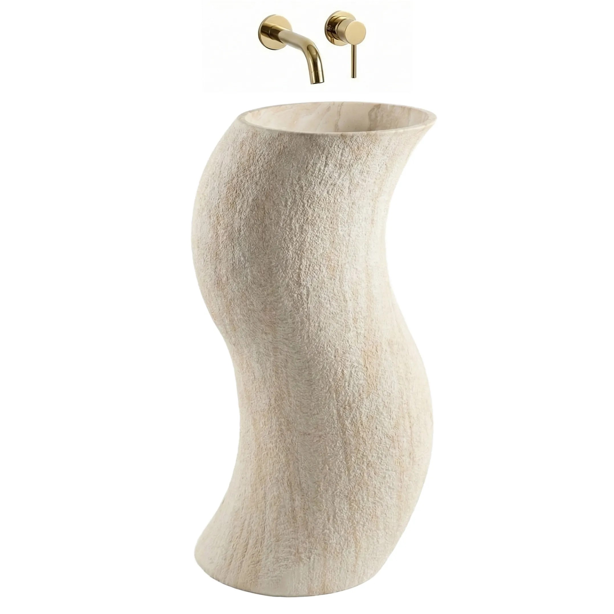 REA Fristående Tvättställ Melody Beige/Stenimitation, 49x39x84cm