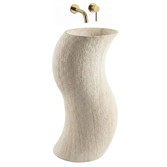 REA Fristående Tvättställ Melody Beige/Stenimitation, 49x39x84cm