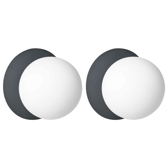 Set med 2 vägglampor BOUBLE Metall Svart