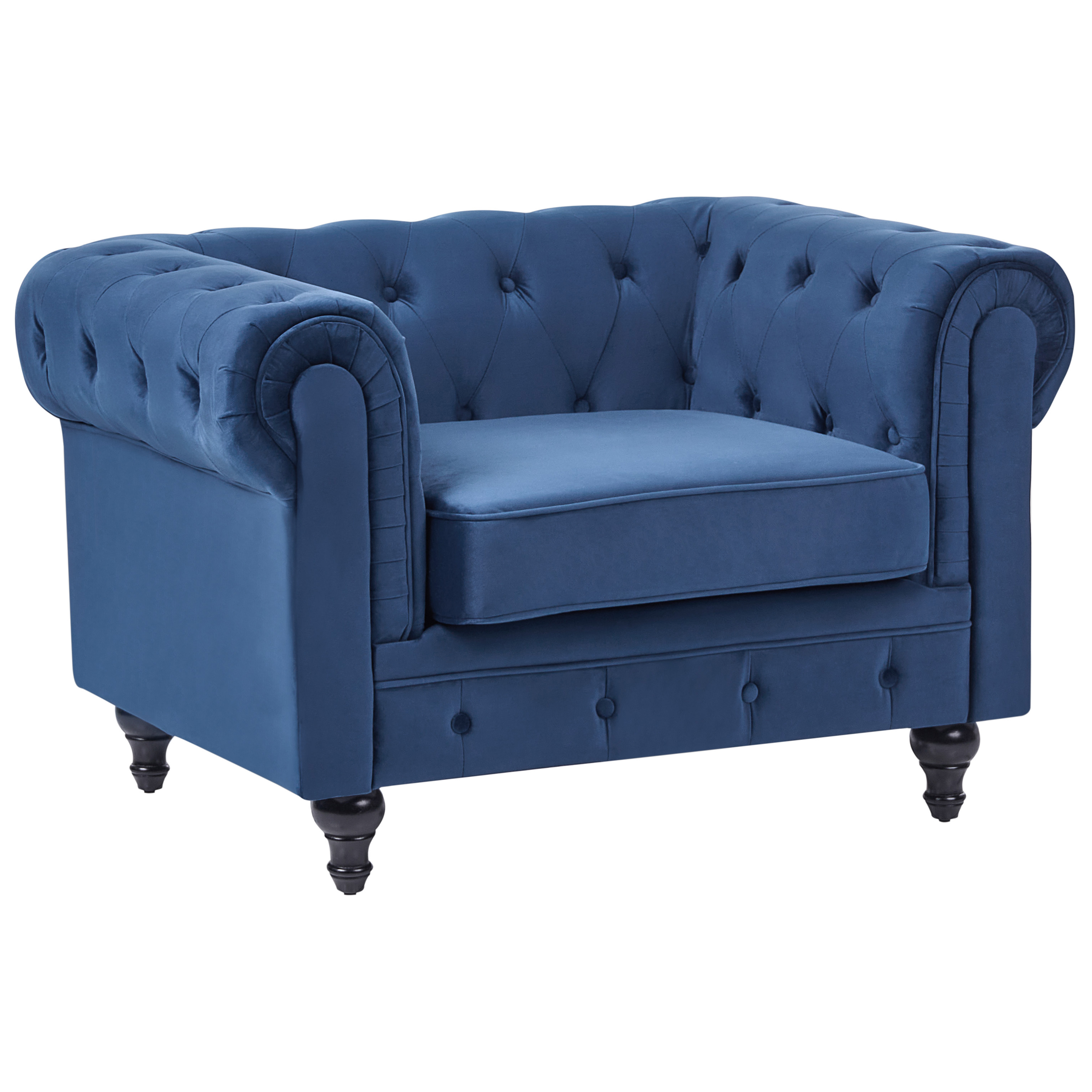 Fåtölj CHESTERFIELD Sammet Marinblå