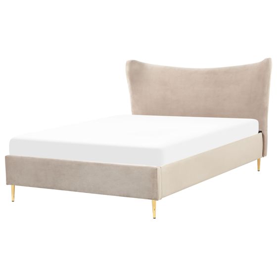 Säng med lamellram Sammet CHALEIX 140 x 200 cm Taupe