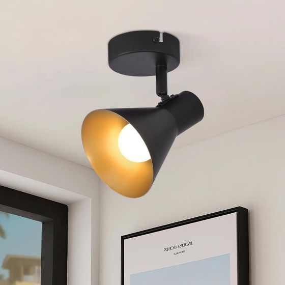 NETTLIFE - spotlights E14 svart retrostil roterande 330° metallväggspotlight korridorlampa för sovrum, trappa