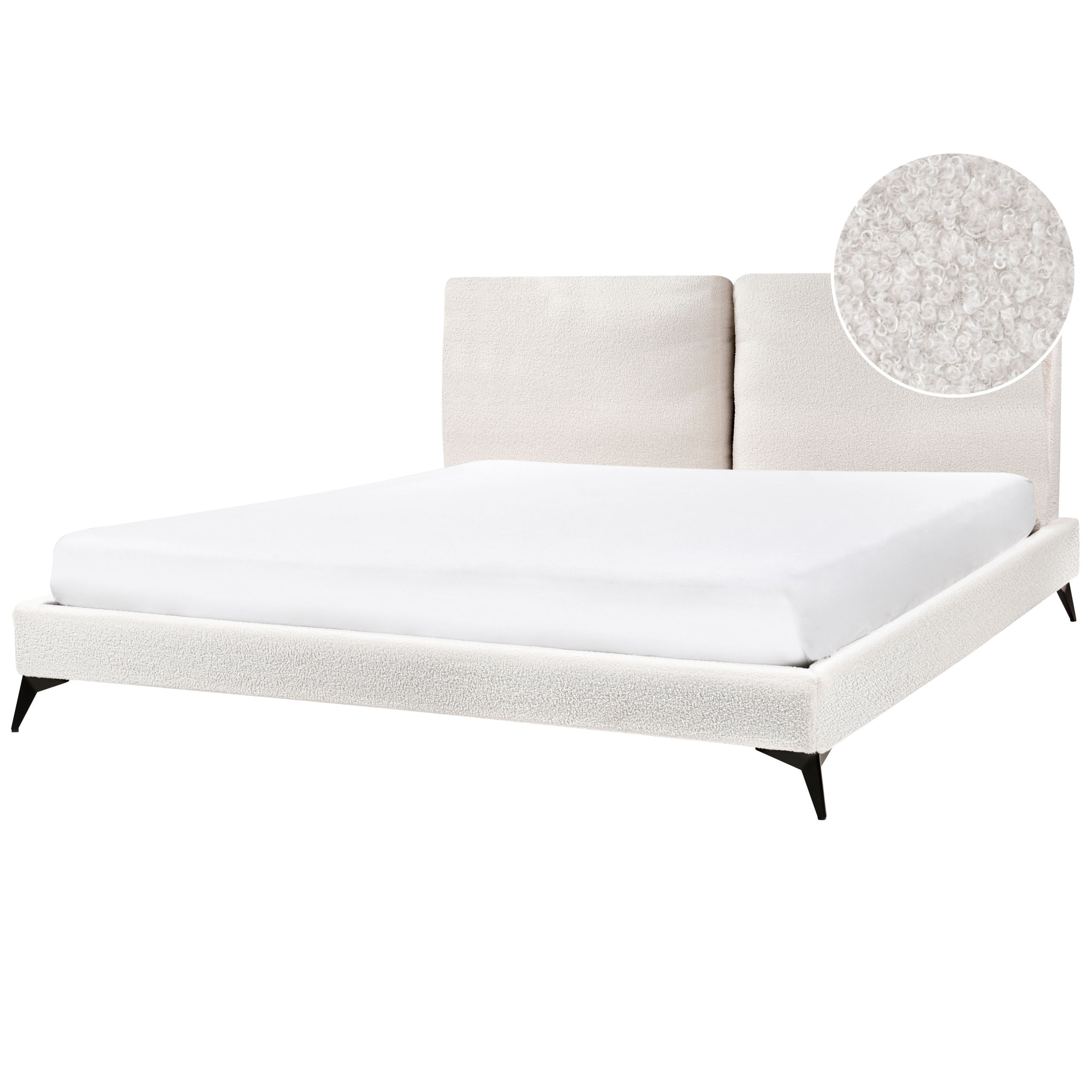 Säng med lamellram Bouclé MELLE 180 x 200 cm Off-White