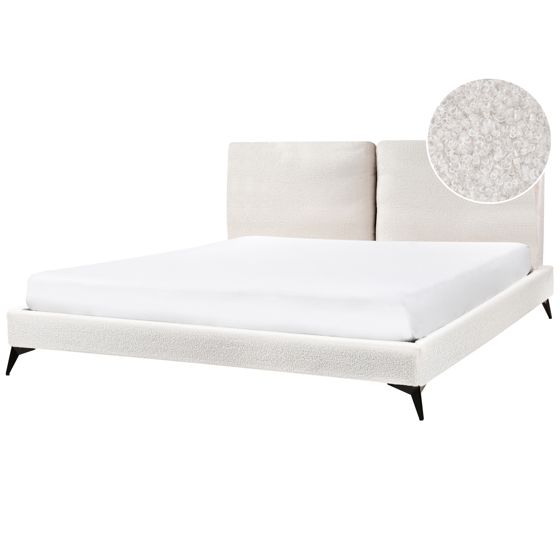 Säng med lamellram Bouclé MELLE 180 x 200 cm Off-White
