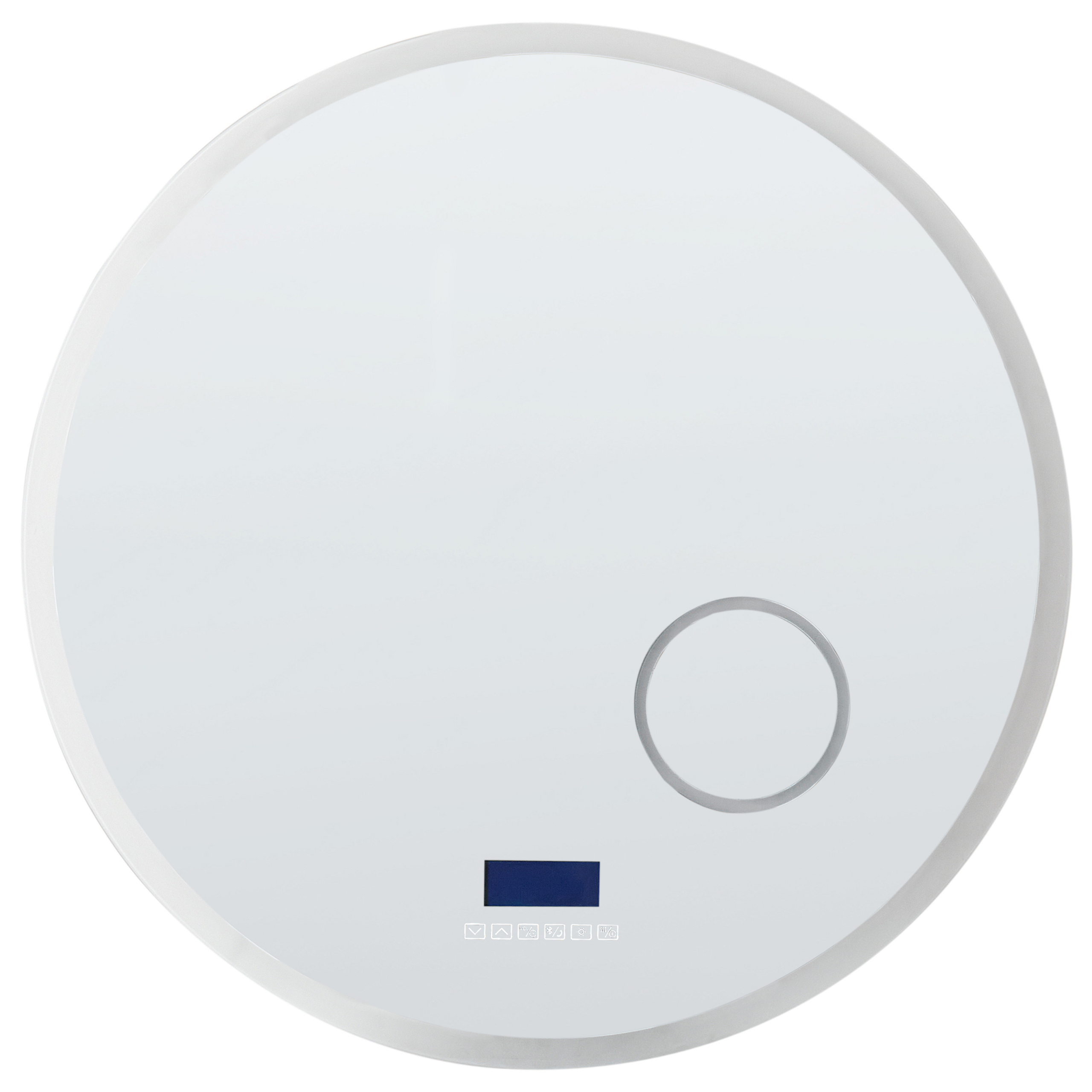 Badrumsspegel med LED FIXIN 80 cm 80 cm med inbyggd Bluetooth-högtalare Silver
