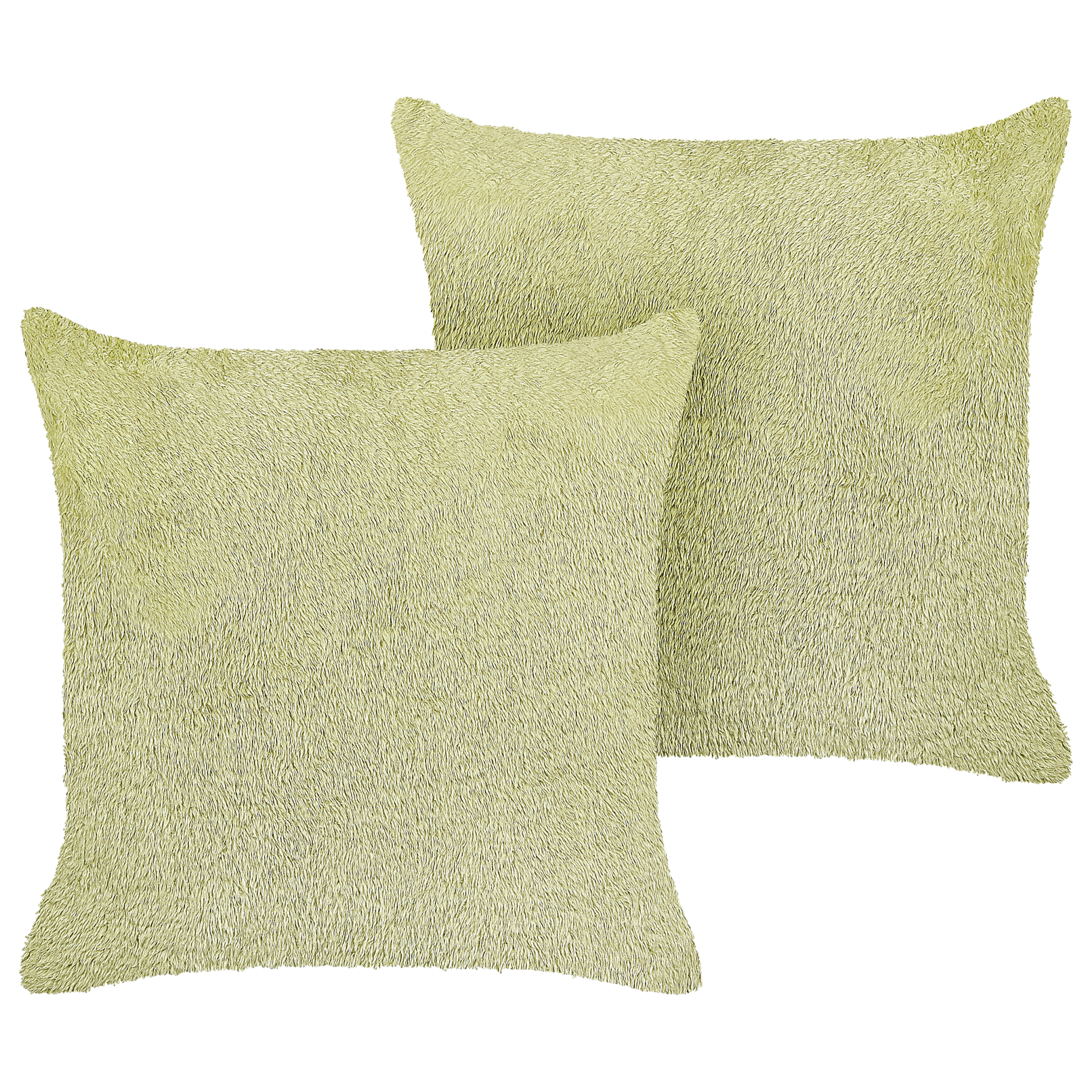 Set med 2 prydnadskuddar PILEA 45 x 45 cm Fuskpäls Ljusgrön Monokromt