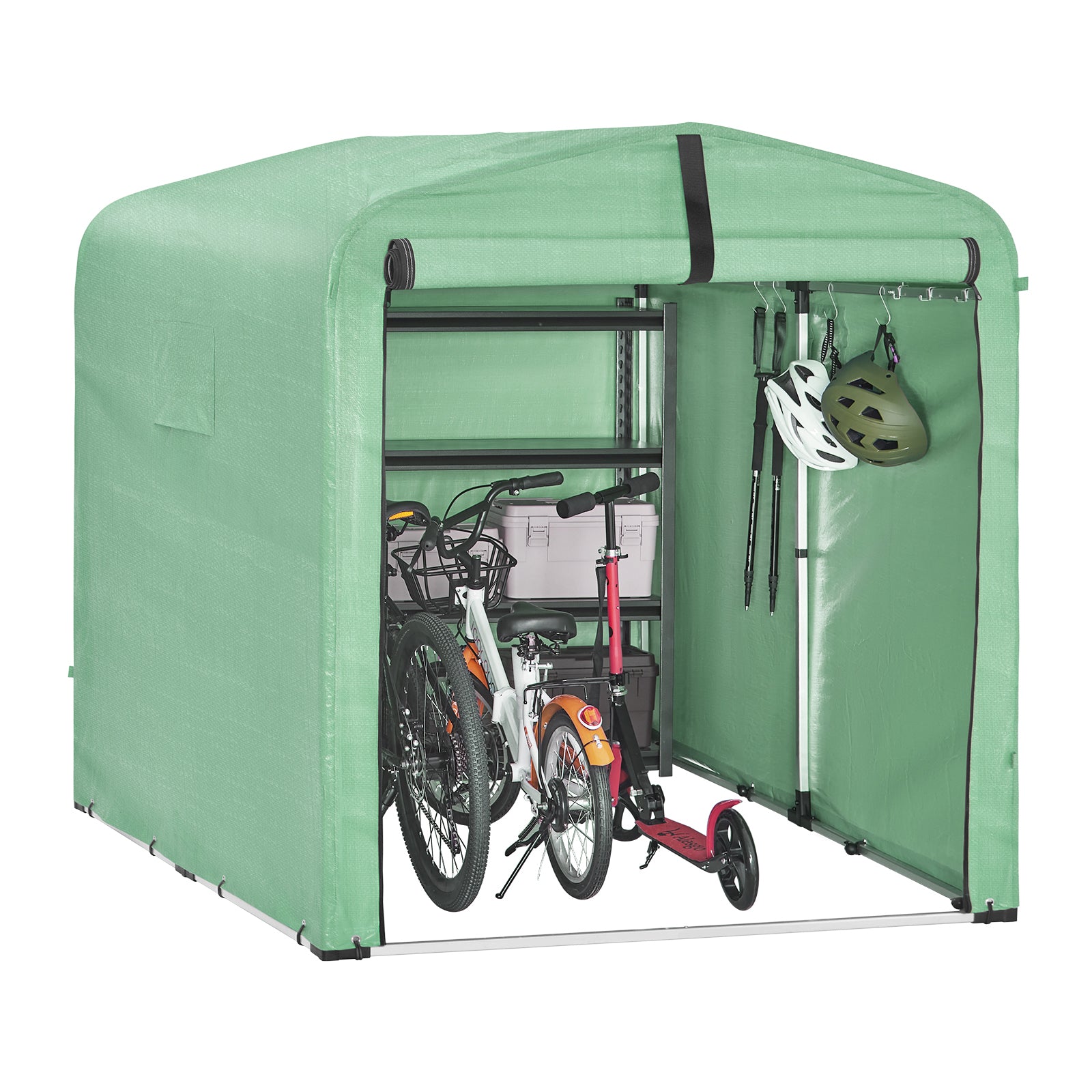 SoBuy vattentätt cykelskydd, utomhus cykelförvaring, motorcykelförvaringstält, trädgårdsskjul, grön, 159 x 165 x 219 cm, KLS11-L-GR