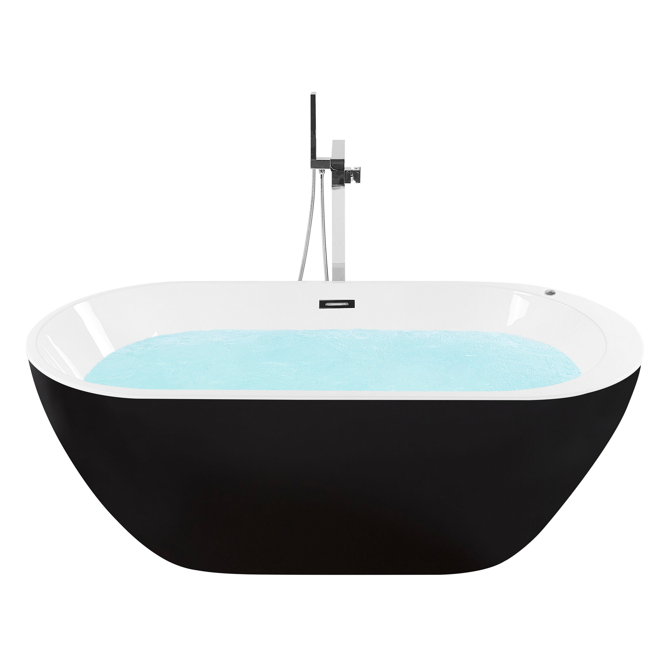 Fristående bubbelbadkar med LED NEVIS 1700 x 800 mm Svart