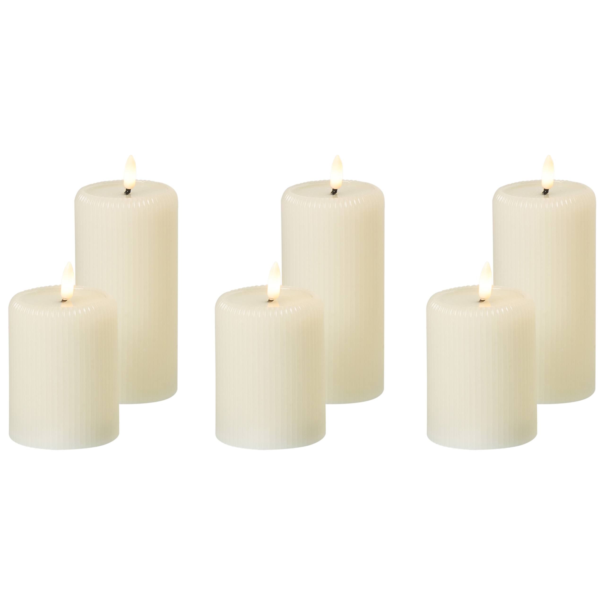 Set med 6 LED-ljus NOISETTE 10/16 cm Off-White