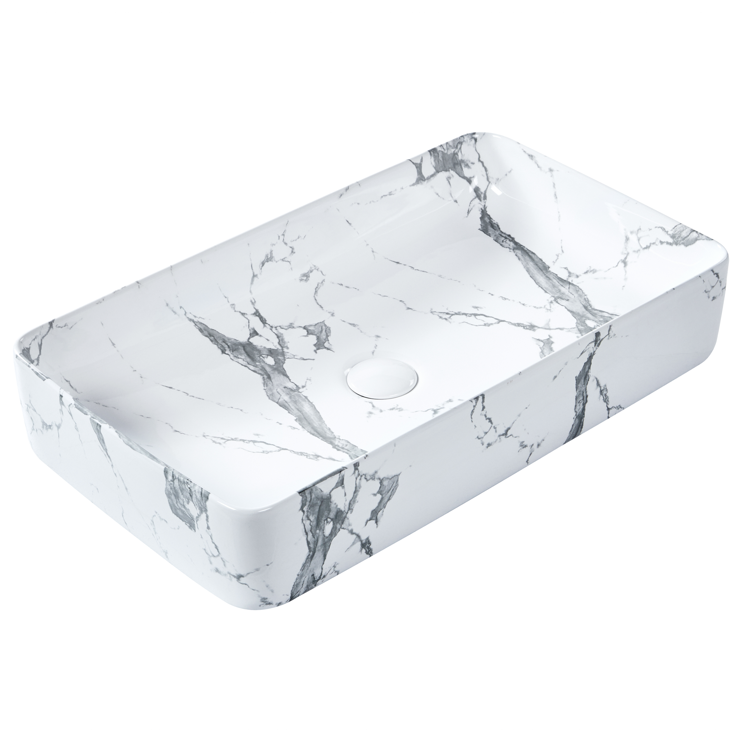 Tvättställ för bänkskiva IPALA 62 x 35 cm Keramik Vit marmor