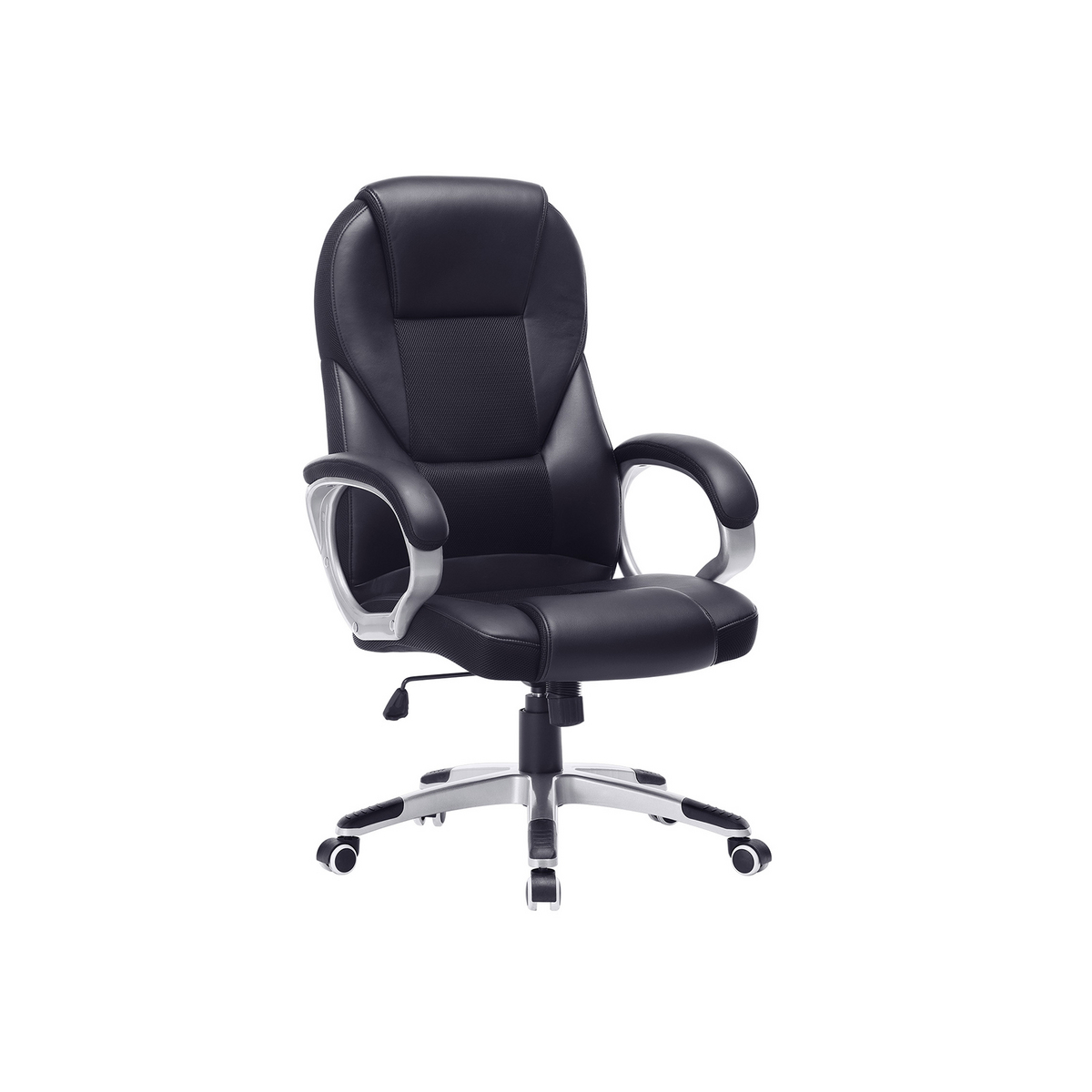 SONGMICS kontorsstol, med hjul, snurrbar, svart, OBG22B