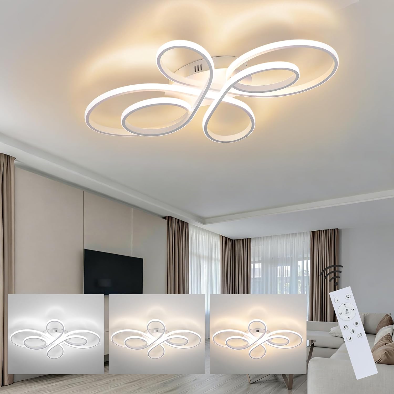 NETTLIFE dimbar, LED-taklampa, 80 cm vit 78W, vardagsrum, modern