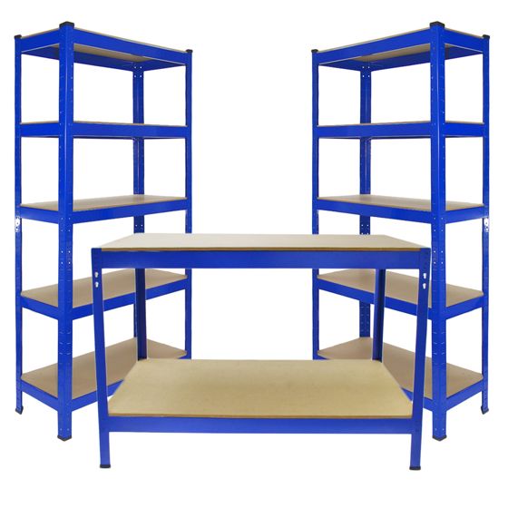 Monster Racking 2 x T-Rax 75 cm blått och metallförvaringsbord
