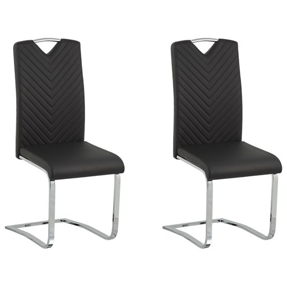 Set med 2 matstolar PICKNES Konstläder Svart