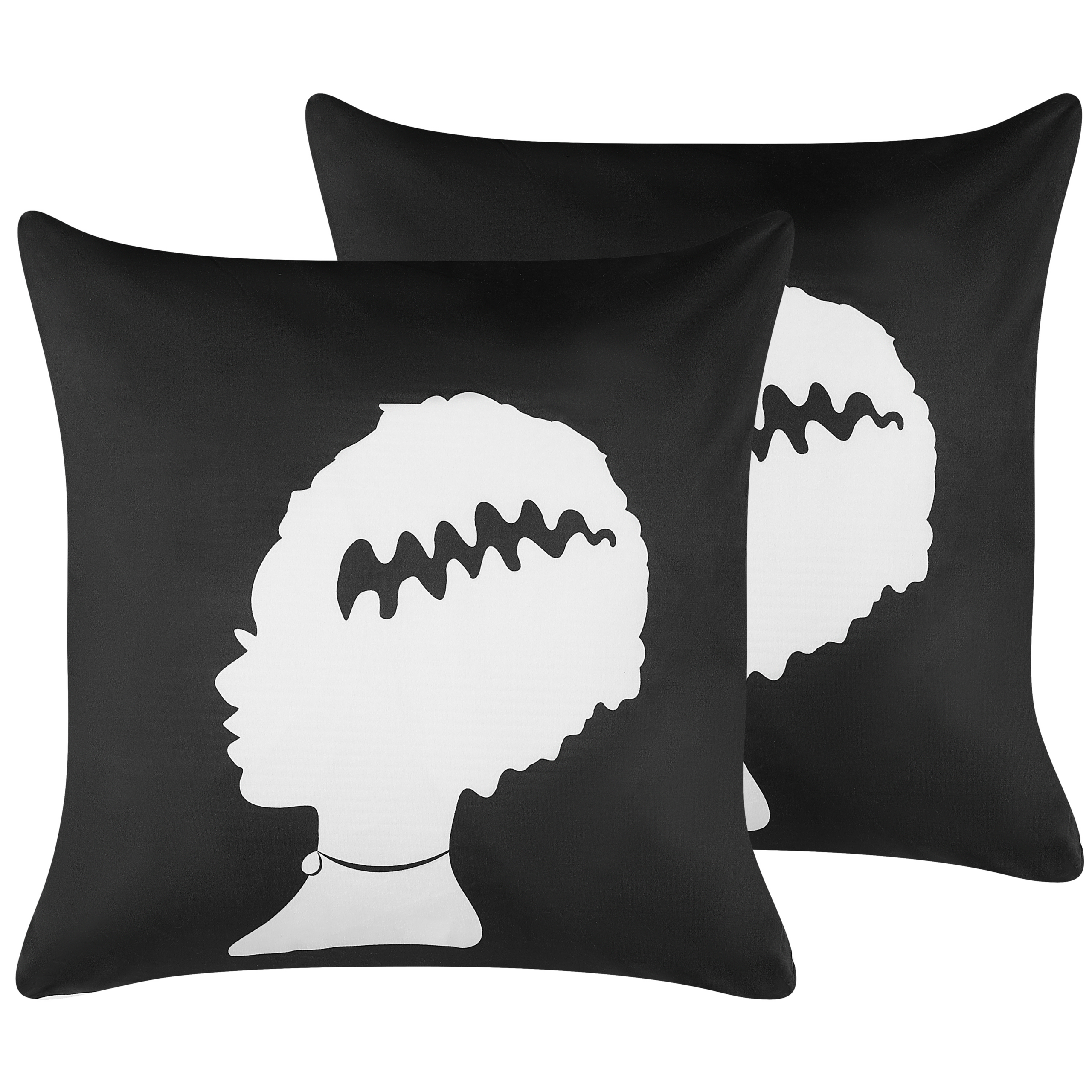 Set med 2 prydnadskuddar MANDEVILLA 45 x 45 cm Sammet Svart Abstrakt tryck
