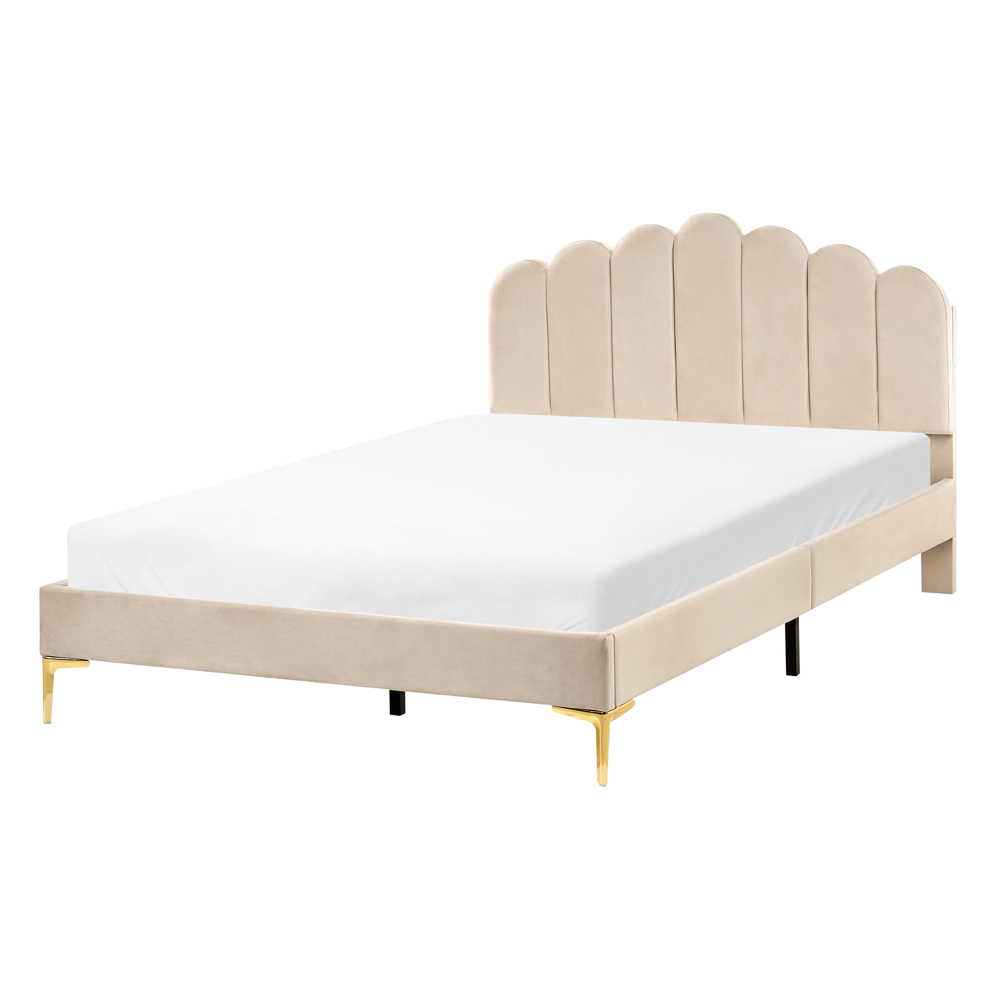Säng med lamellram Sammet SAUVIAN 140 x 200 cm Beige